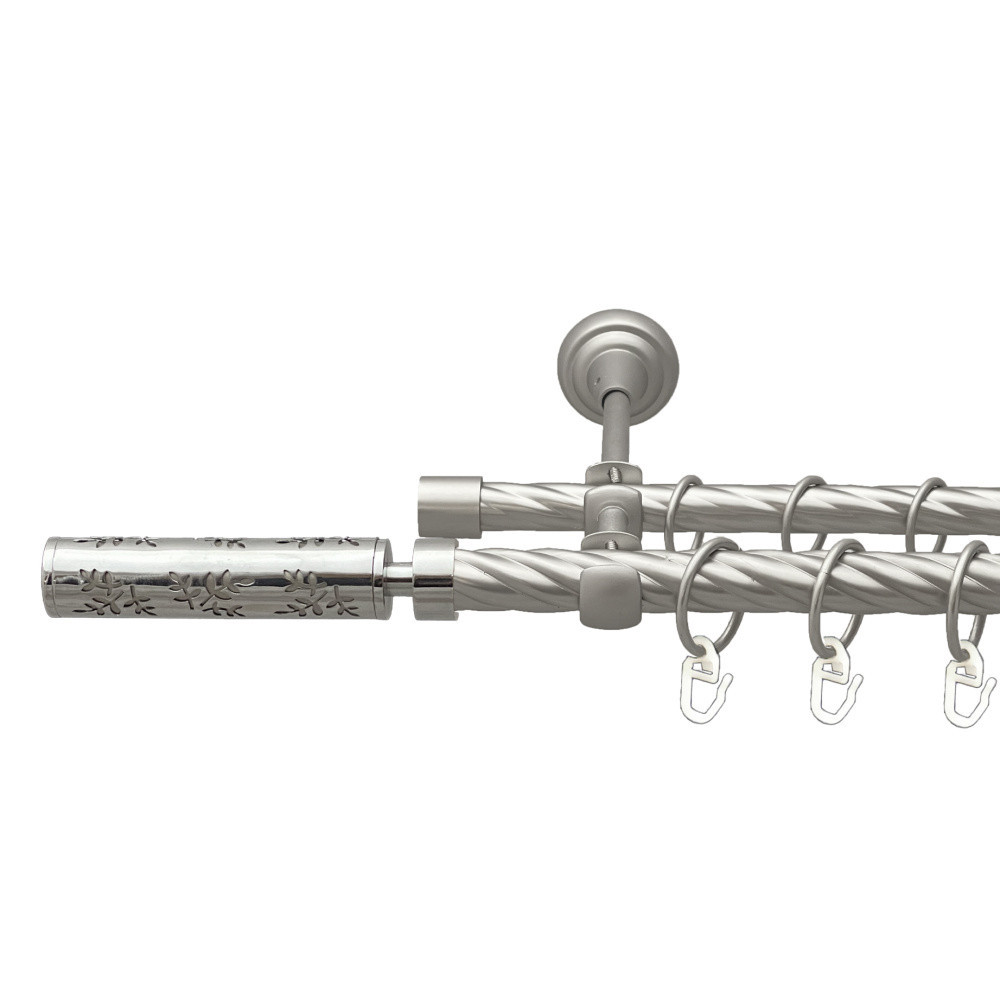 Карниз Orvit Апрілія металевий дворядний відкритий скручена труба кільце металеве Сатин 19\16 мм 240 см (00-00023060) Львів - фото 1