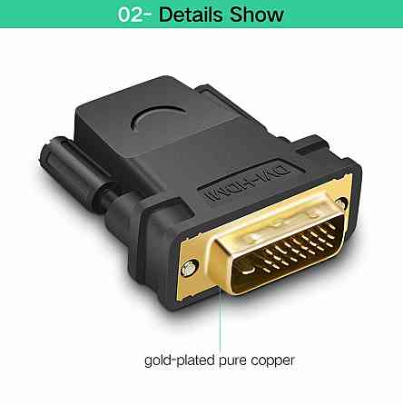Кабель UGREEN 20124 DVI 24+1 Male to HDMI Female Adapter (Black) (UGR-20124) Київ
