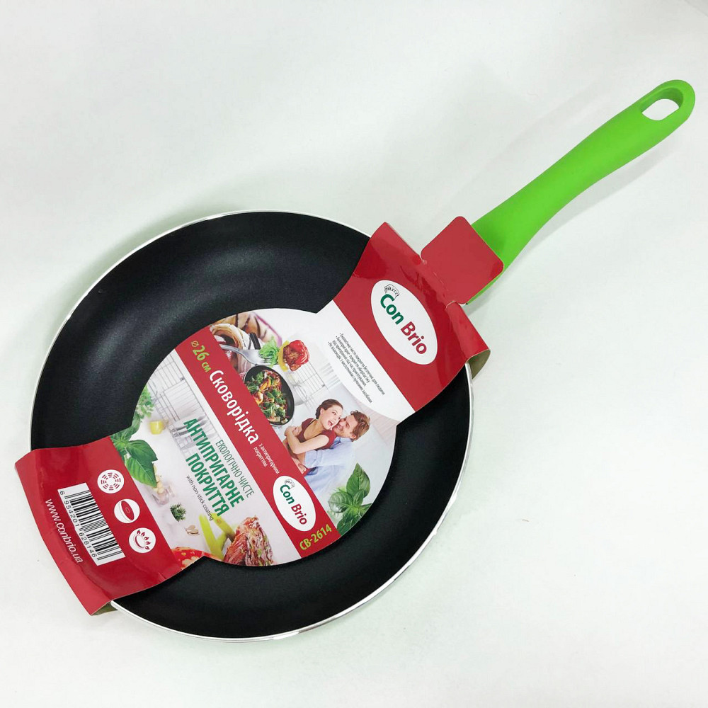 Практичная сковородка Con Brio CB-2614 26 см, Сковорода с алюминиевым корпусом, Идеальная сковорода CG-38 Львов - изображение 3