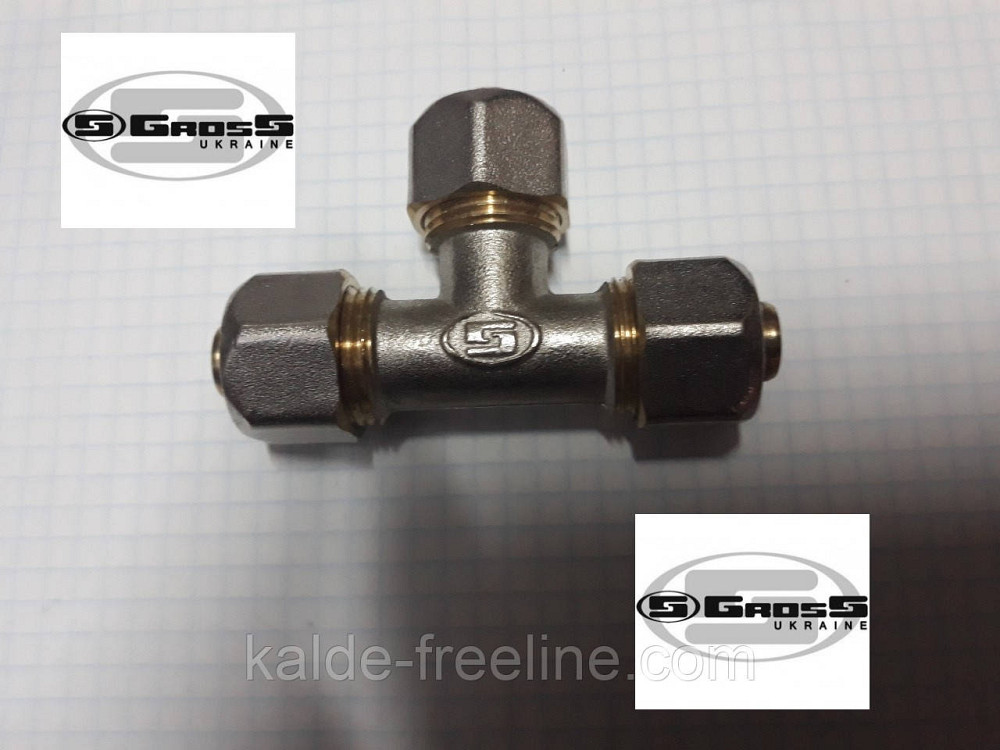 Тройник соединительный 26*16*26 Gross (усиленный) для металлопластиковой трубы Харьков - изображение 1