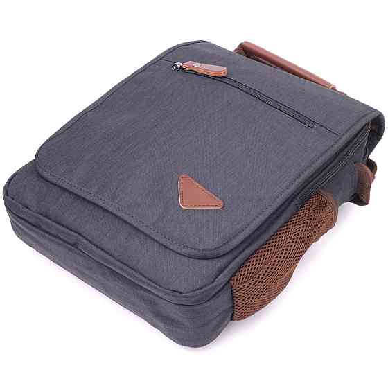 Вертикальная мужская сумка через плечо текстильная 21261 Vintage Черная Киев