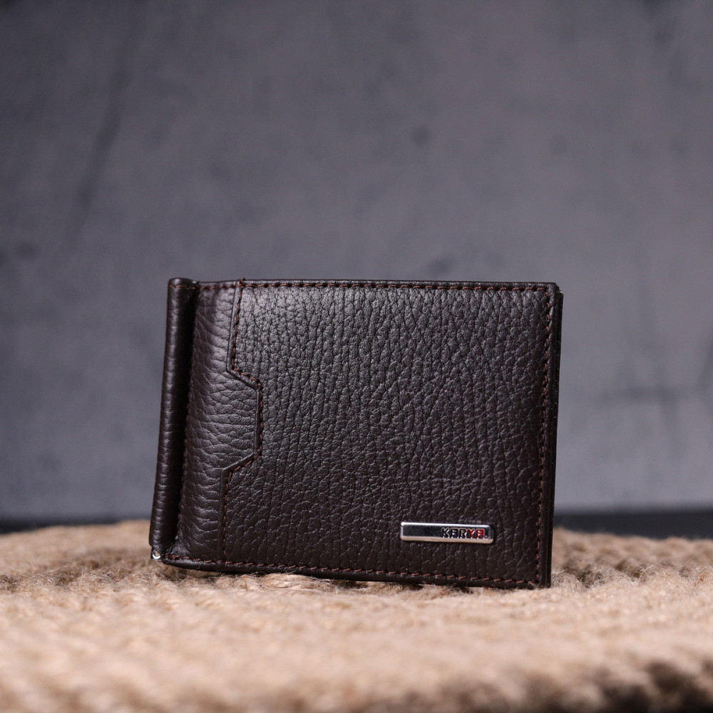 Отличный зажим для денег из натуральной кожи KARYA 21353 Коричневый Киев - изображение 7