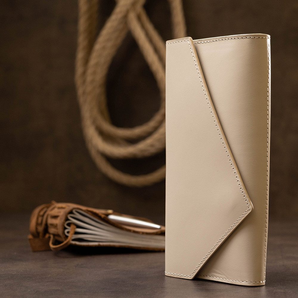 Жіночий класичний гаманець Бежевий (GRANDE PELLE) Київ - фото 2