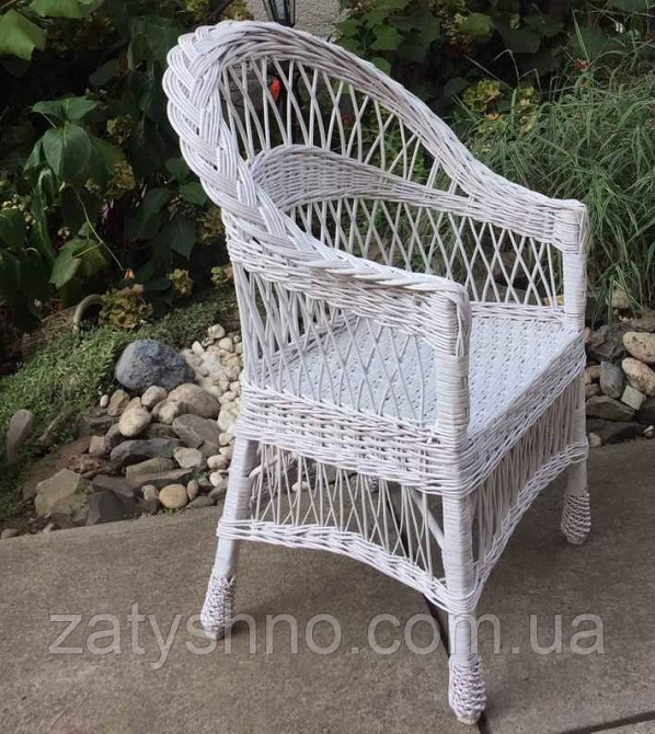 Крісло зручне біле плетене Київ - фото 8