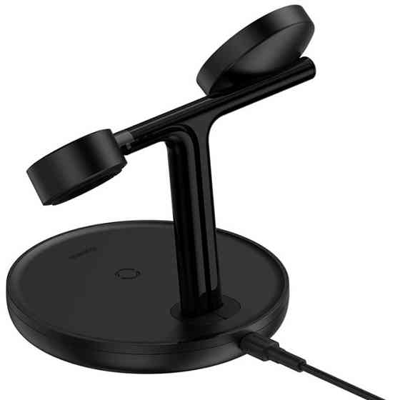 Бездротовий зарядний пристрій Baseus Swan 3 in 1 Wireless Magnetic Charging Bracket 20W WXTE000101 (Чорний) Миколаїв