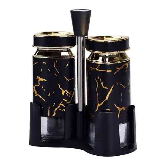 Набір для спецій на підставці солонка і перечниця по 120 мл Чорний HP-1353 Київ