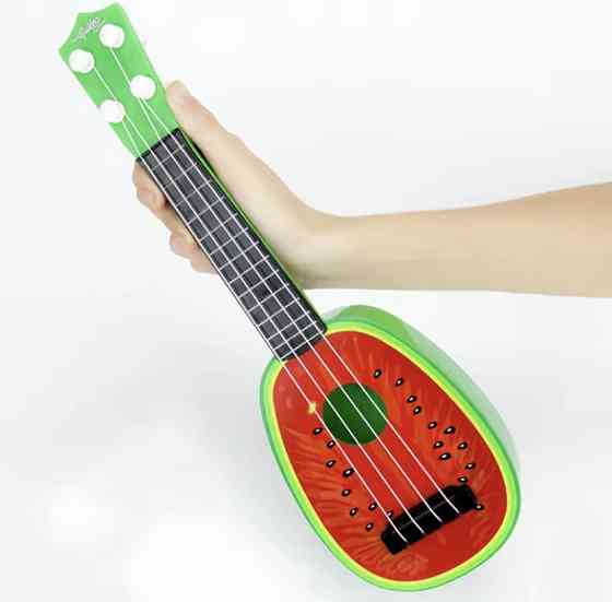 Гітара дитяча іграшка Кавун 4 струни (волосінь) від 3 років 36 на 11,5 см червоно-зелений Київ