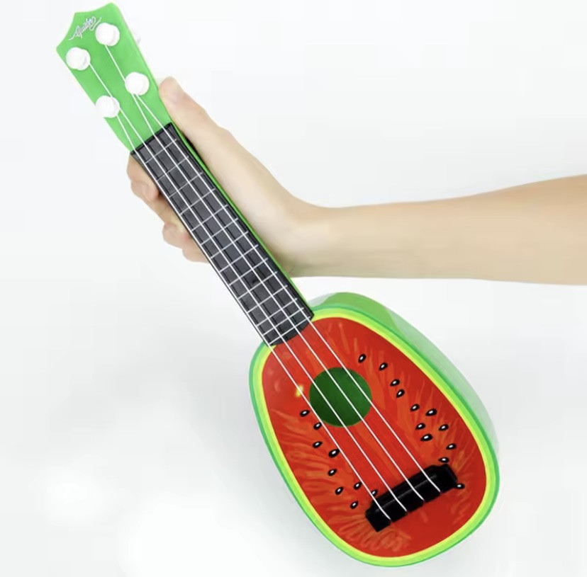 Гітара дитяча іграшка Кавун 4 струни (волосінь) від 3 років 36 на 11,5 см червоно-зелений Київ - фото 4