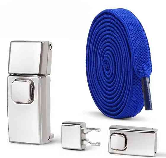 Еластичні шнурки без зав'язок з металевими застібками Синій Смела