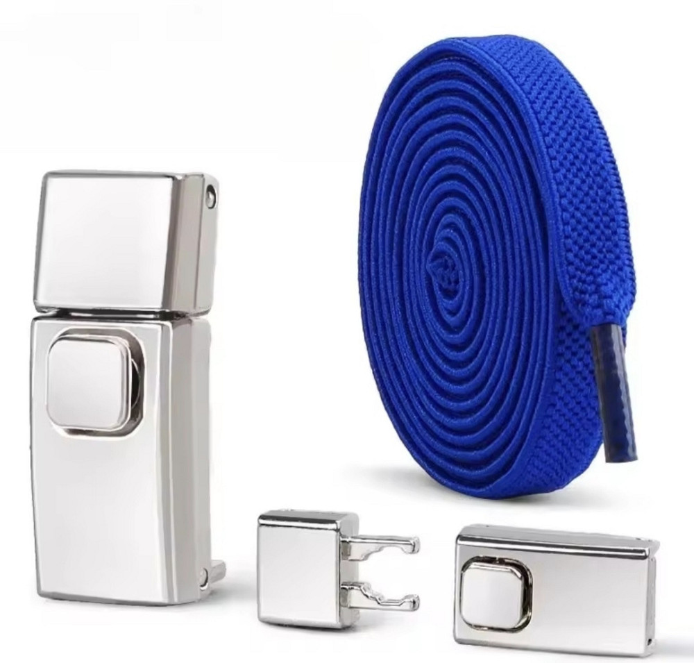 Еластичні шнурки без зав'язок з металевими застібками Синій Смела - изображение 1