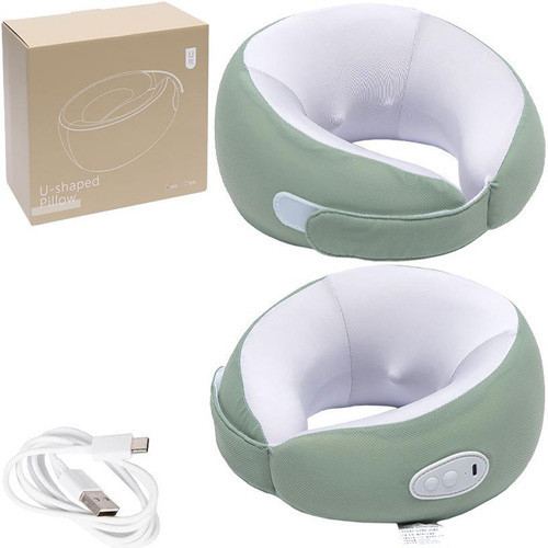 Масажна подушка дорожня U-подібна для шиї 1200мАг з роликовим масажем та липучкою для подорожей Київ - фото 1
