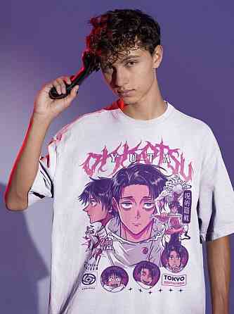 Футболка з аніме принтом Магічна битва оверсайз (S/M/L) Чорний AnimeJ1117 Дніпро