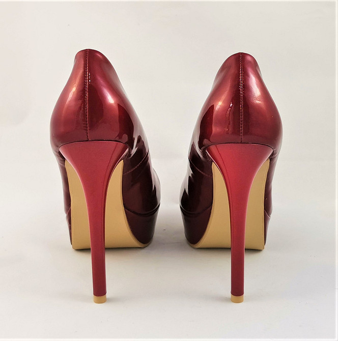 Жіночі Бордові Туфлі на Каблуку Шпильке Лакові Модельні (розміри: 36,37,38,39) — 152 Дніпро - фото 3