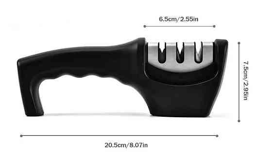 Ручная точилка для ножей трех ступенчатая 20 см чёрный Киев