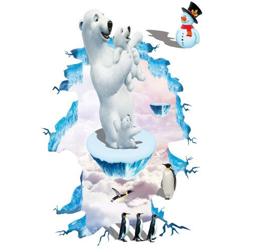 Наклейка на пол 3d Арктика 90 на 60 см разноцветный Киев - изображение 3