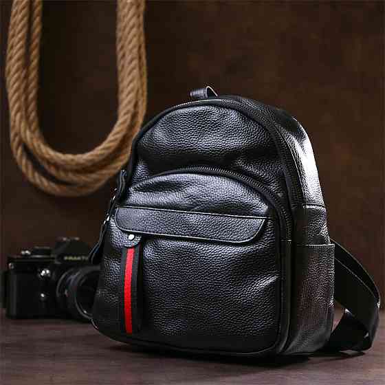 Шкіряний невеликий жіночий рюкзак Чорний (Vintage) Київ