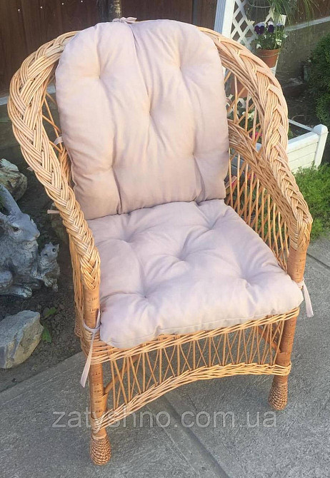 Крісло плетене з подушкою молочною Київ - фото 5