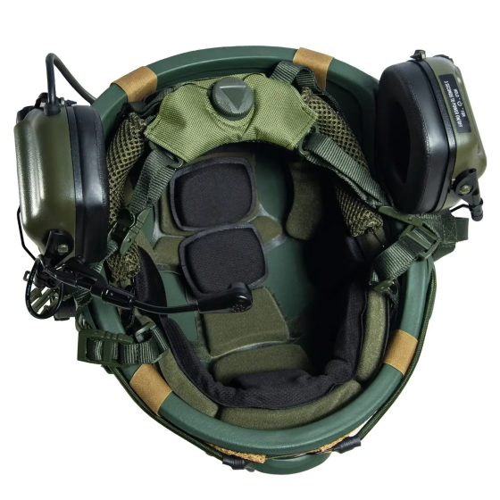 Комплект шлем Fast Team Wendy Helmet NIJ IIIA + наушники Earmor M32H MOD3 + кавер (Оливковый) размер L Винница