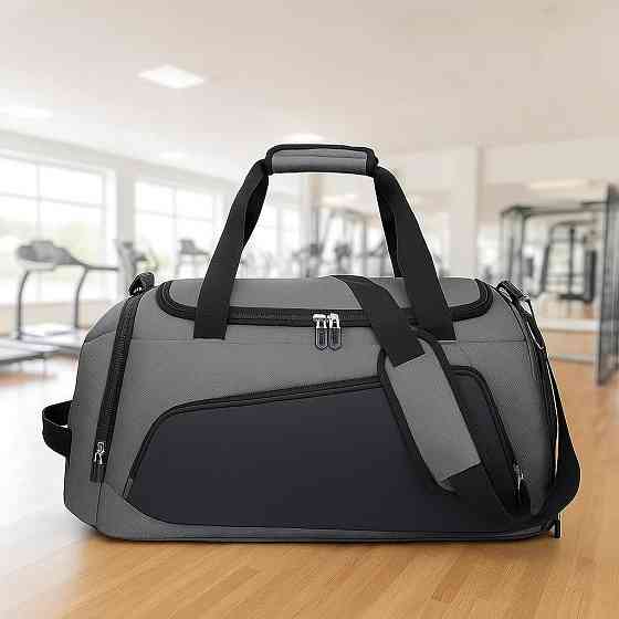 Сумка спортивная дорожная для тренировок или путешествий с плечевым ремнем,для спорта,57x26x30 см,серая Каменец-Подольский