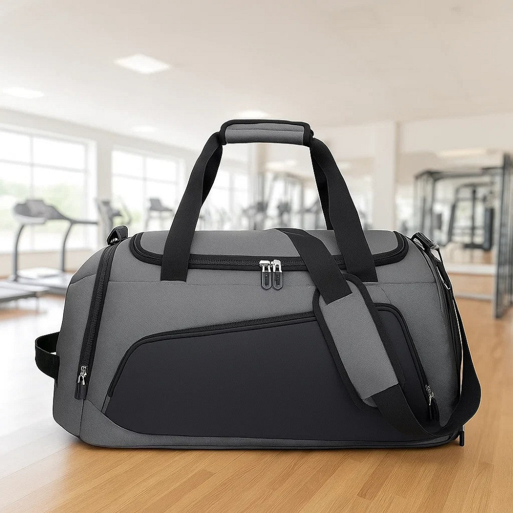 Сумка спортивная дорожная для тренировок или путешествий с плечевым ремнем,для спорта,57x26x30 см,серая Каменец-Подольский - изображение 1