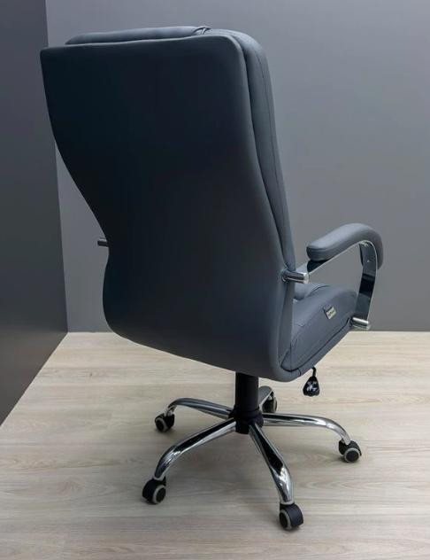 Офісне крісло керівника AlbertoDesign Хром MultiBlock М-3 Натуральна шкіра Lux Madras Сірий (Прогумовані колеса) Днепр - изображение 5
