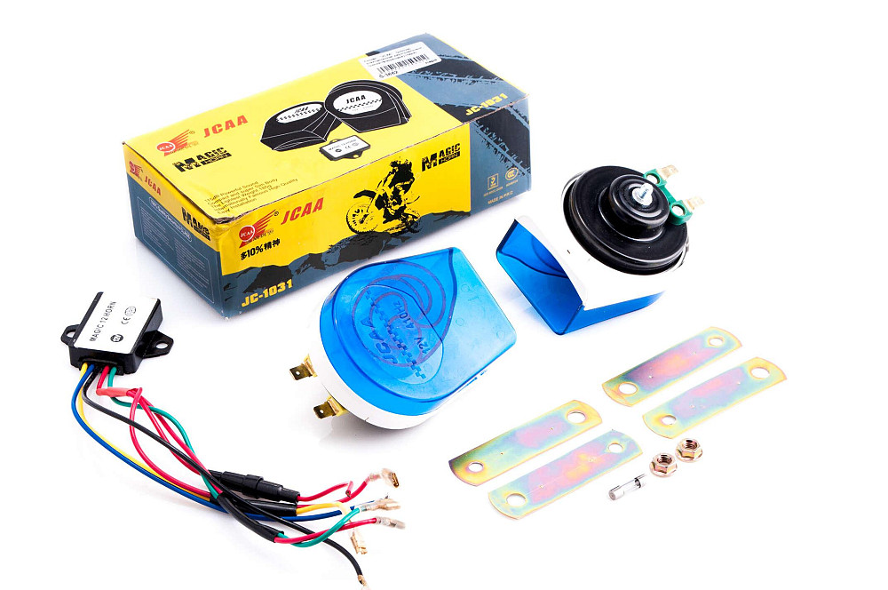 Сигнал (равлик) електричний двотональний (синьо-прозорі) (пара) JCAA Київ - фото 1