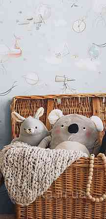 Шпалери флізелінові еко Rasch Kids World II 0.53х10 дитячі карти глобуса компаси літаки зірки на блакитному Київ