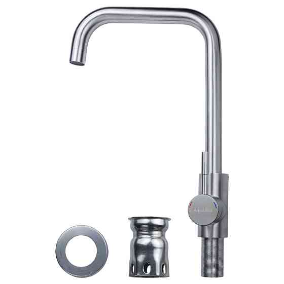 Смеситель KT Ø35 для кухни Г-гусак на гайке SS AQUATICA KT-4B270P (9722111) Киев