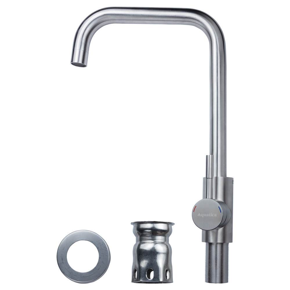Смеситель KT Ø35 для кухни Г-гусак на гайке SS AQUATICA KT-4B270P (9722111) Киев - изображение 3
