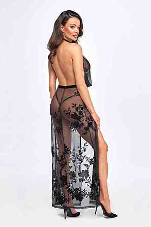 Платье Noir Handmade F312 Divinity, XL, black, прозрачное, в пол, открытая спина, разрез сбоку Sex Aura Киев