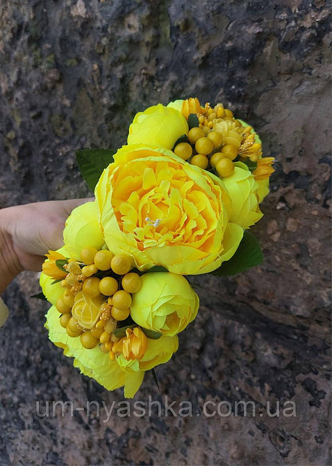 Ободок обруч з квітами "Піони великий жовтий" Кривий Ріг - фото 9