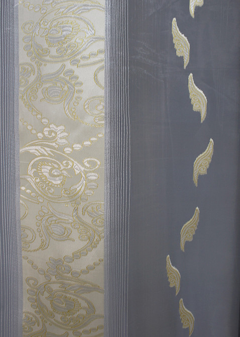 Тюль VR-Textil 1812т Бамбук с вышивкой и бархатом Айвори 400х270 см (42-0336) Киев - изображение 8