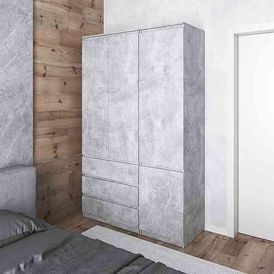 Шафа для одягу VAYS в спальню з 3 шухлядами, штангою та полицями, без ручок R9+R22 Бетон Львів