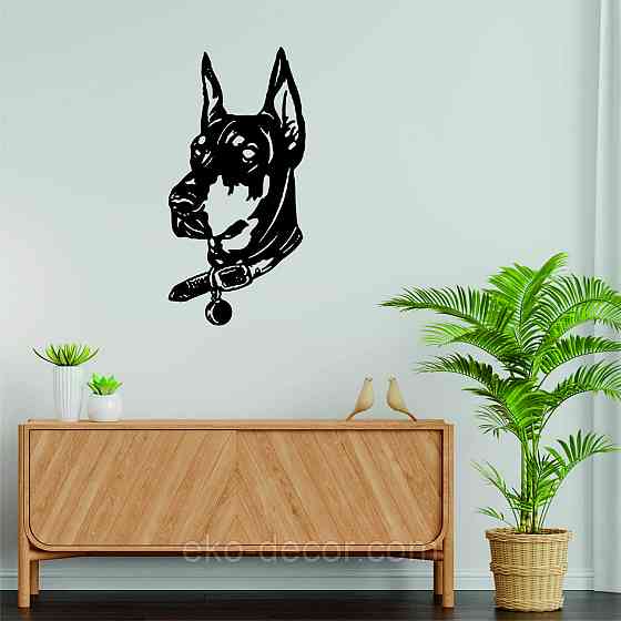 Декоративное настенное Панно «Доберман», Декор на стену 90*44 см, Черный Киев