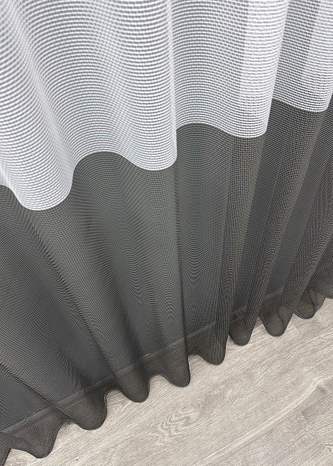 Тюль VR-Textil 1748т Сітка Льон Білий з графітовим 300х250 см (42-0759) Київ - фото 7