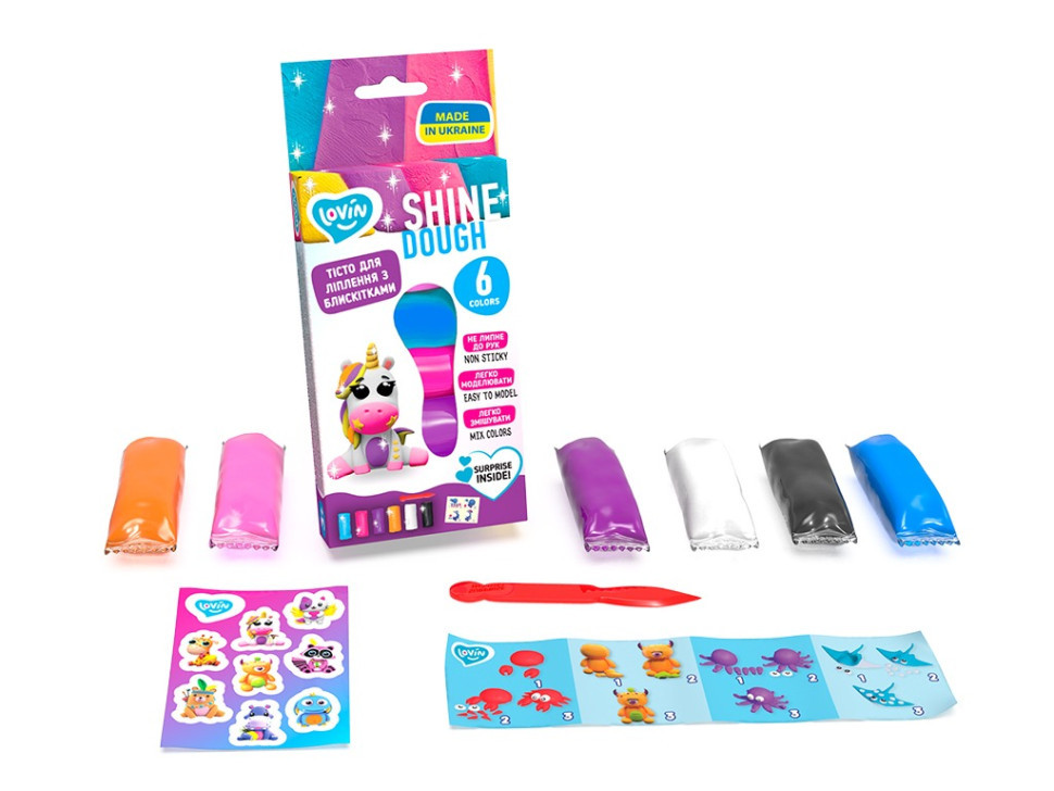 Набір тіста для ліплення Shine ТМ Lovin 41177, 6 кольорів по 35гр Вінниця - фото 1