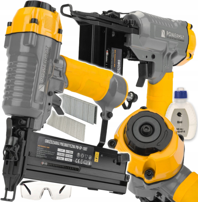 Пневмостеплер Powermat + набір скоб 750шт та цвяхів 1000шт (Польща) Київ - фото 1