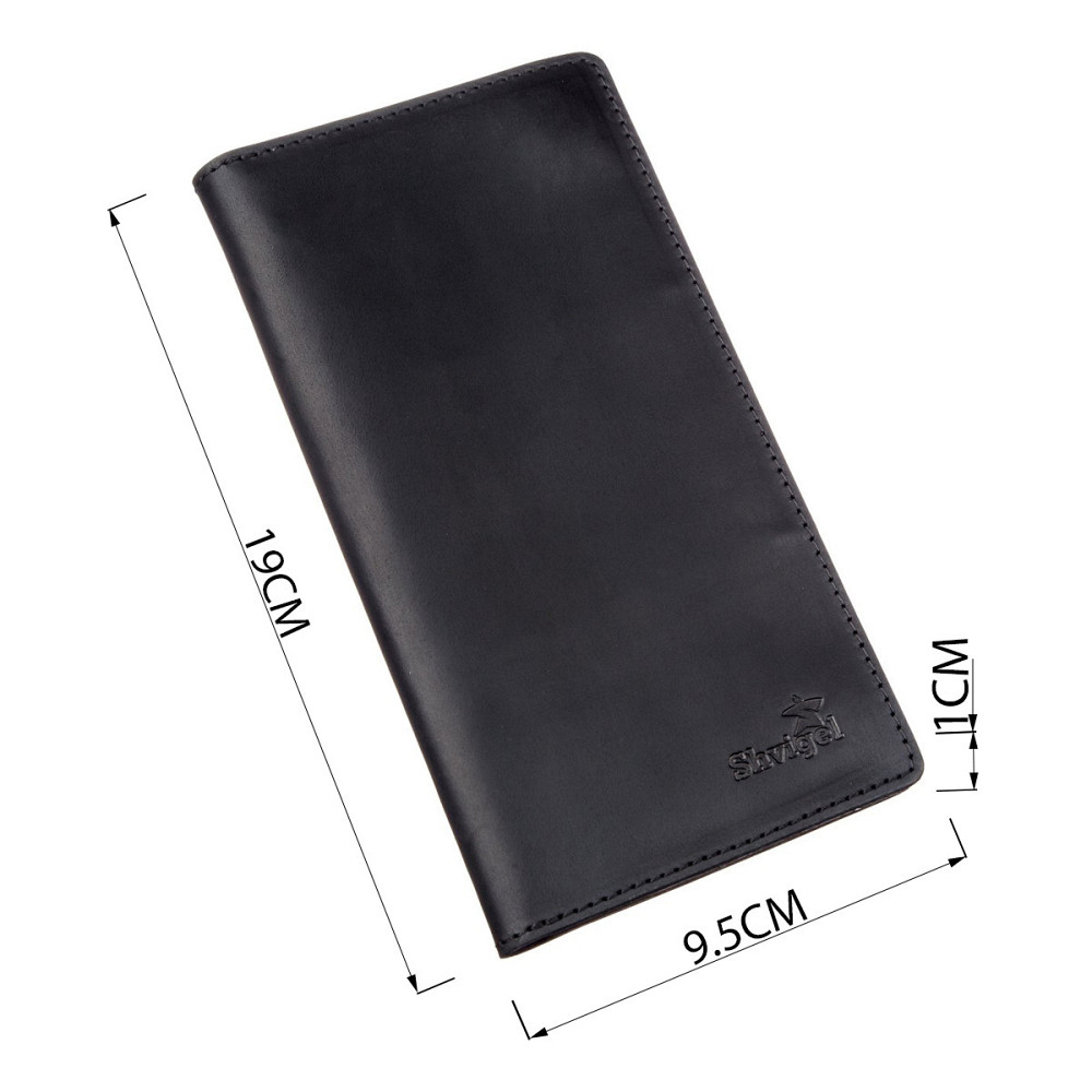 Бумажник мужской вертикальный винтажная кожа Черный (SHVIGEL) Киев - изображение 7