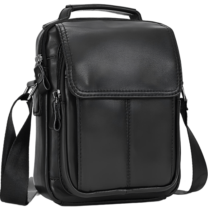 Сумка-барсетка чоловіча через плече шкіряна гладка чорна Tiding Bag TD-69291 Кам'янське - фото 1