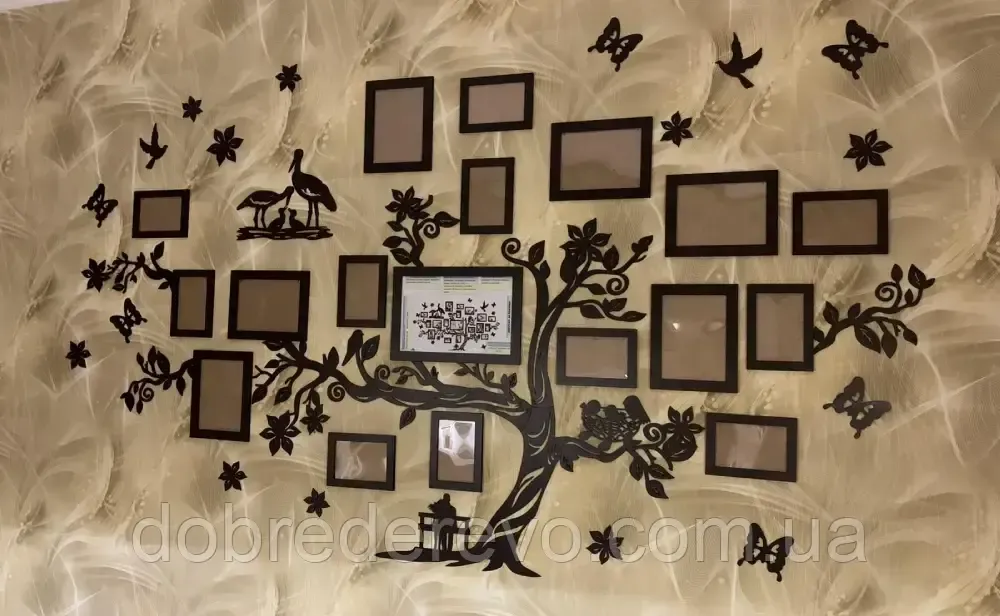 Сімейне дерево Storks на 13 фото рамок, родинне дерево на стіну з фото рамками Лелеки 2 Вижниця - фото 5