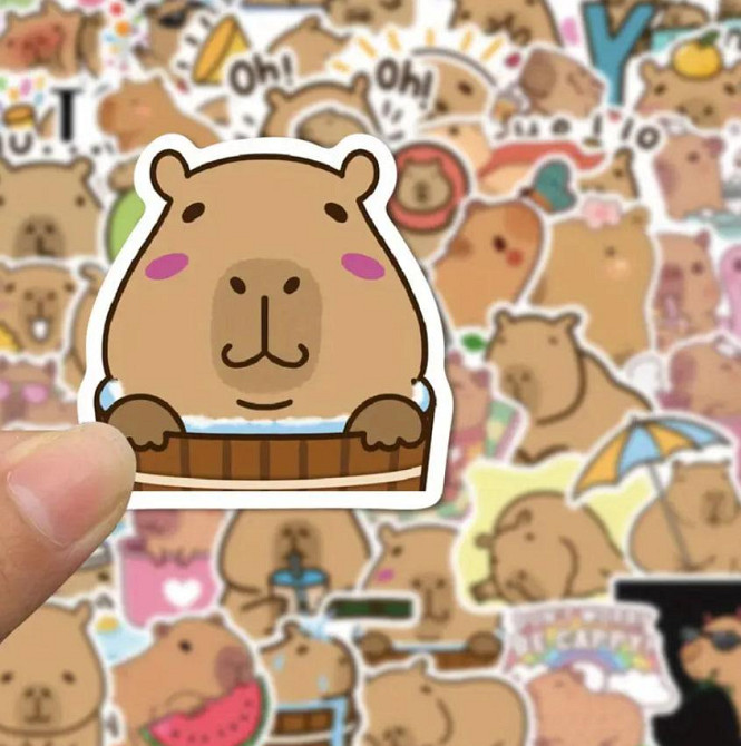 Наклейки с капибарой, наклейки, водонепроницаемые наклейки для ноутбука, телефона, набор 50 шт. Киев - изображение 2