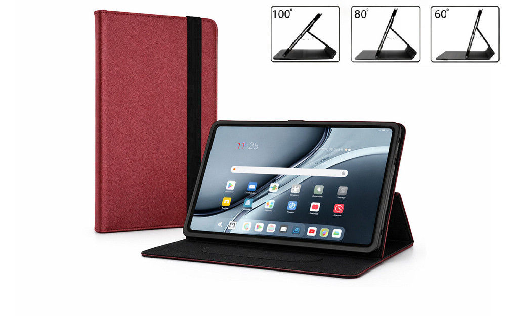 Чохол-книжка PlastGuard для Realme Pad 2  – еко-шкіра, рамкова фіксація планшета, колір Чорний Бордовий Київ - фото 1