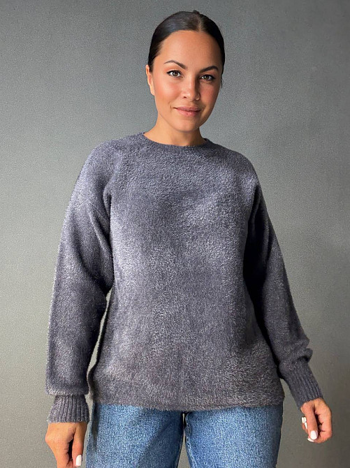 Светр жіночий Fancy Matinee 5977 ангора базовий, графіт, one size Київ - фото 1