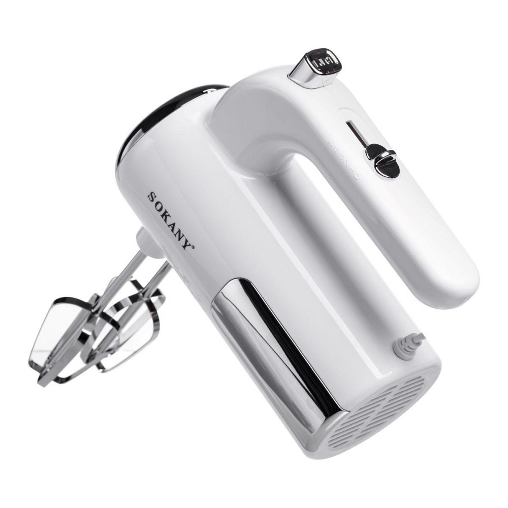 Миксер ручной 2 насадки венчики и крюки для теста белый Sokany SK-02025 Киев - изображение 7