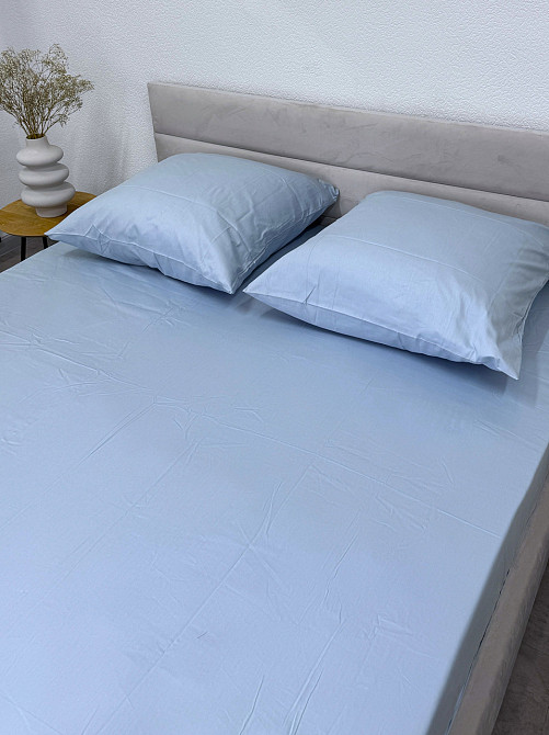 Ecotton Простирадло на резинці Ecotton Євро 200х200 см із сатину (арт. 14-4206 Pearl Blue) світ Коломыя - изображение 1