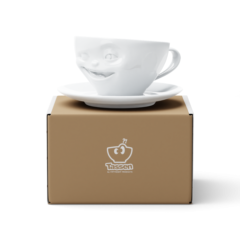 Чашка з блюдцем для кави Tassen "Підморгуючий", (200 мл), порцеляна Рівне - фото 3