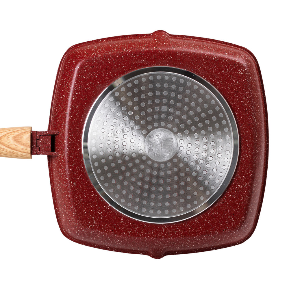 MGC Алюмінієва сковорода-гриль 28 см зі скляною кришкою Square Red MGC HP-4-462R Київ - фото 3