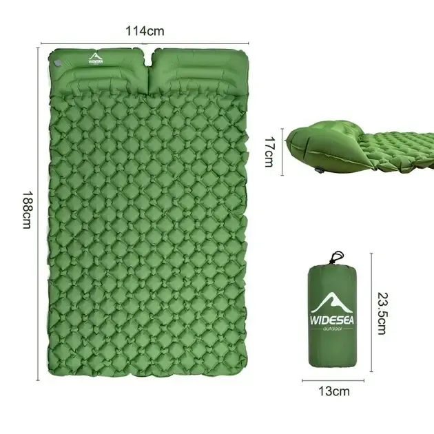 Матрас коврик надувной NMN-207 туристический с подушкой с чехлом 190 х 120 х 5 см Зелёный Коломыя - изображение 3