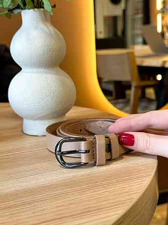 Кожаный женский ремень в бежевом цвете 3334 Киев