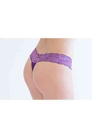 Стринги женские из хлопка с кружевным поясом Marsana 01-008 XL, Индиго, Аметист, Ментол, Вино Киев